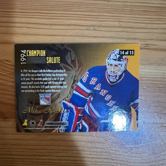 1996-97 Pinnacle Zenith - Champion Salute #14 Mike Richter RANGERS - Picture 2 of 2